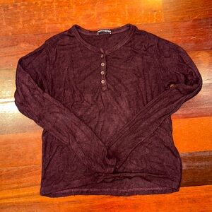 Brandy Melville Maroon Long Sleeve T shirt Henley